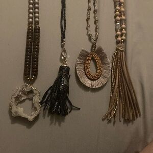 set of four fashion statement necklaces